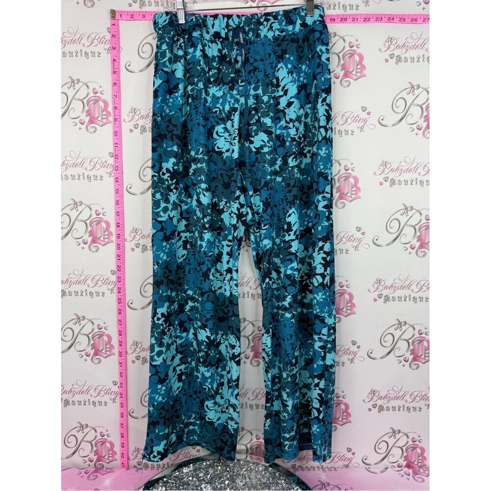 Jockey pants floral flower Teal and Navy Wide Leg Pull-On Pants